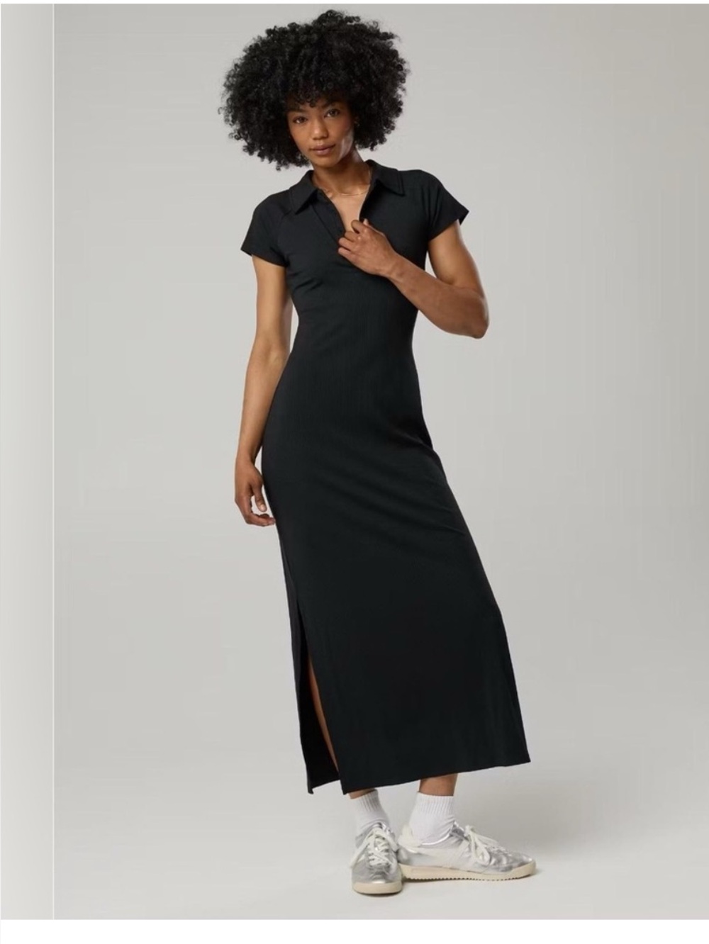 New! Offline by Aerie Thumbs Up Heavyweight Polo‎ Maxi Dress Black Size XL NWT